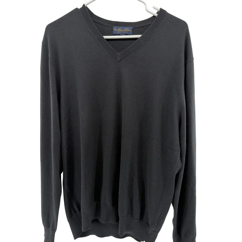 Brooks‎ Brothers Mens Supima Cotton V-Neck Sweater Black Size Large